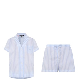 Monogram Logo Striped Pyjama Shorts Set
