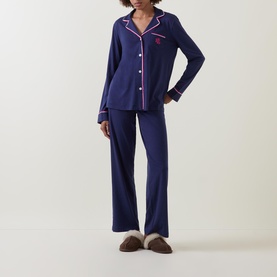 Textured Trim Pyjama Set