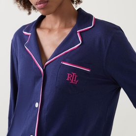 Textured Trim Pyjama Set