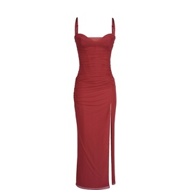 sachin and babi light blue dress House of CB Nalini Mesh Corset Maxi Dress Holly Red Size S / AU 8 Regular  cup main image 0