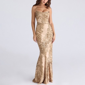 Nalani Printed Satin Gown