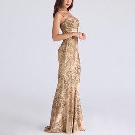 Nalani Printed Satin Gown