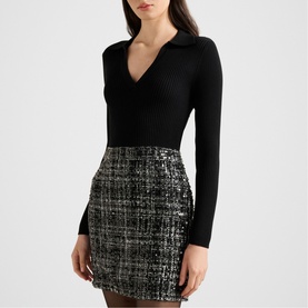 Paisley Boucle Mix Mini Dress
