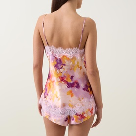 Lace Trim Printed Silk Cami