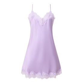 Lace Trim Silk Chemise