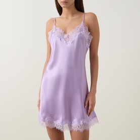 Lace Trim Silk Chemise
