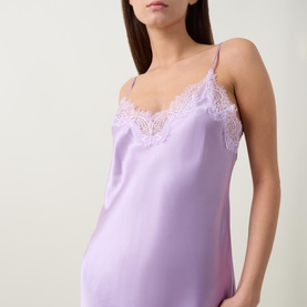 Lace Trim Silk Chemise