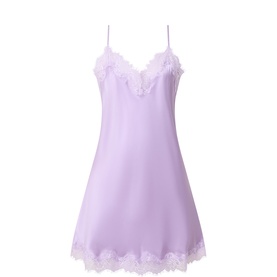 Lace Trim Silk Chemise