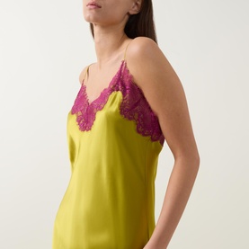 Lace Trim Silk Chemise