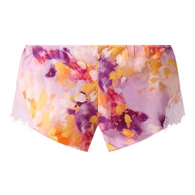 Lace Trim Printed Silk Shorts