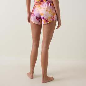 Lace Trim Printed Silk Shorts