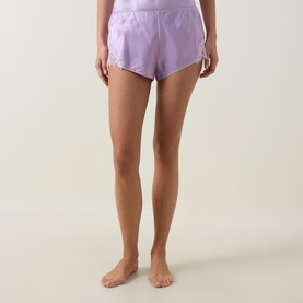 Lace Trim Silk Shorts