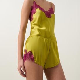 Lace Trim Silk Shorts