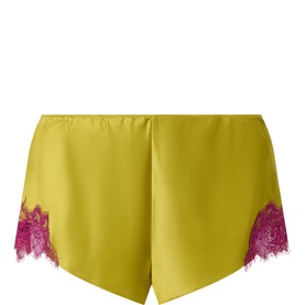 Lace Trim Silk Shorts