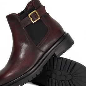 Paused Leather Buckle Detail Chelsea Boots