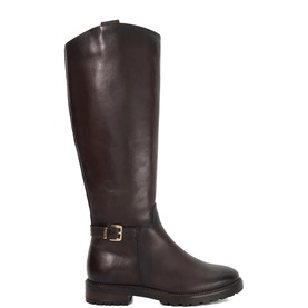 Tabbey Buckle Leather Knee High Boots