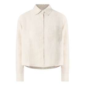 Patch Pocket Cropped Linen Shirt
