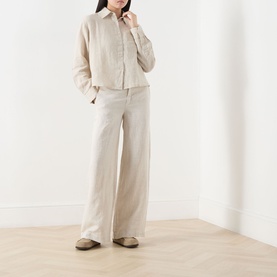 Patch Pocket Cropped Linen Shirt