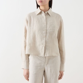 Patch Pocket Cropped Linen Shirt