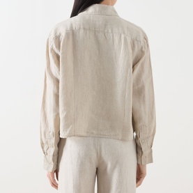 Patch Pocket Cropped Linen Shirt
