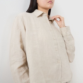 Patch Pocket Cropped Linen Shirt