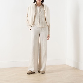 Patch Pocket Cropped Linen Shirt