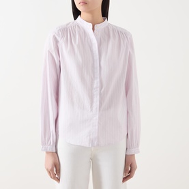 Striped Band Collar Blouse