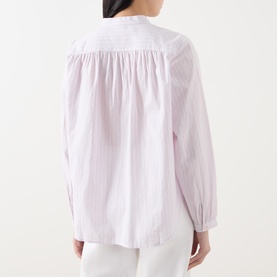 Striped Band Collar Blouse