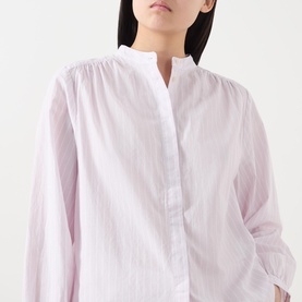 Striped Band Collar Blouse