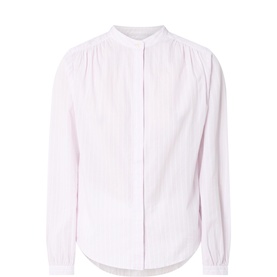 Striped Band Collar Blouse