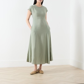 Crinkle Pocket Flared Dress