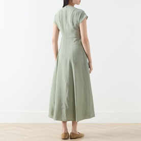 Crinkle Pocket Flared Dress