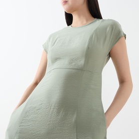 Crinkle Pocket Flared Dress