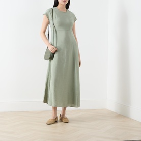 Crinkle Pocket Flared Dress