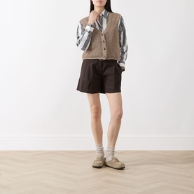 Front Pleat Belted Shorts