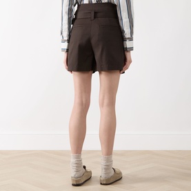 Front Pleat Belted Shorts
