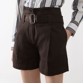 Front Pleat Belted Shorts