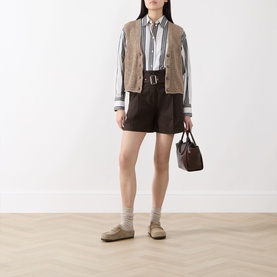 Front Pleat Belted Shorts