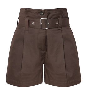 Front Pleat Belted Shorts