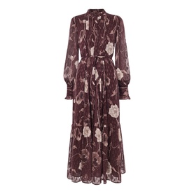 Floral Dobby Belted Dress