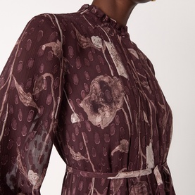 Floral Dobby Belted Dress