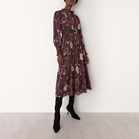 Floral Dobby Belted Dress
