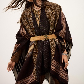 Panama Geometric Knit Poncho