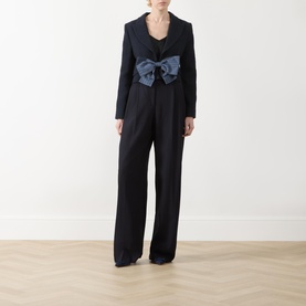 Fibbia Striped Bow Cropped Blazer