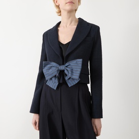 Fibbia Striped Bow Cropped Blazer
