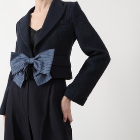 Fibbia Striped Bow Cropped Blazer