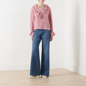Layered Ruffle Silk Blouse