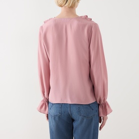Layered Ruffle Silk Blouse
