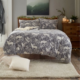 Woodland Folk Fleece Duvet Set Grey