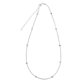 Juvi Disco Ball Necklace in silver with diamond-cut ball beads on delicate chain, adjustable clasp fastening, sterling silver
